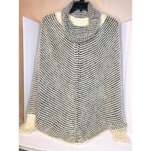 Freeway Sweaters | Fuzzy Sweater | Color: Black/Cream , Sz. M, Ladies , Poncho